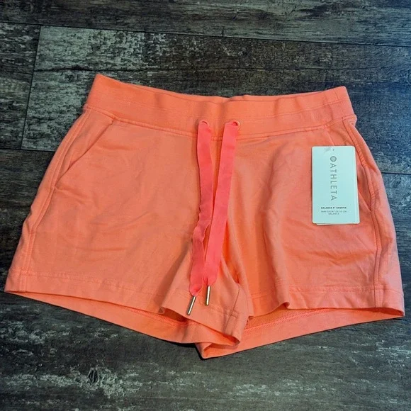 Athleta Shorts Womens Small Orange Balance 4 Inch Shortie Pockets Vaca Beach NEW - Picture 10 of 14
